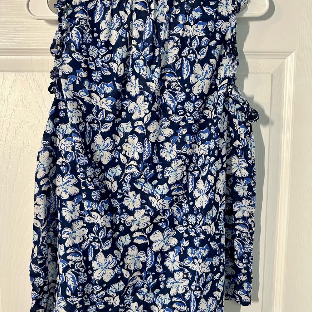 Vineyard Vines Blue Floral Ruffle Blouse - Picture 2 of 3